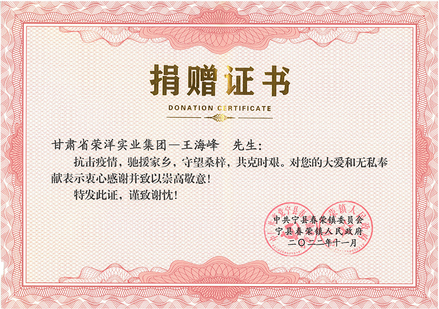 向春荣镇捐赠物资